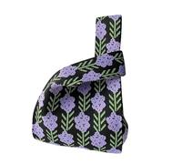 Knot Wrist Bag Handmade Knit Handbags Women Knot Wrist Bag Casual Small Tote Bag Girls Reusable Shopping Bags For Parties(Black-B)