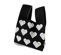 Knot Wrist Bag Women Reusable Knit Handbag Heart Flower Wrist Bag Handmade Knot Tote Bag Shopping Bags Outdoor Casual For Parties(Color-6)