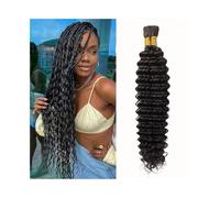 Knotless Human Braiding Hair Boho Braids Brazilian Deep Wave Bulk for No Weft Bundle for twists(16inches)