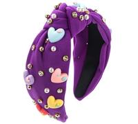 Knots Headbands For Woman Wide Brims Headbands With Resin Heart Pearl Embellished For Girl Makeup Shopping