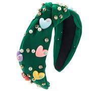 Knots Headbands For Woman Wide Brims Headbands With Resin Heart Pearl Embellished For Girl Makeup Shopping