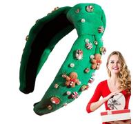 Knotted Bow Wide Headbands For Women | Gingerbread Headband - Elastic Accessories, Headband Christmas Decorations For Girls