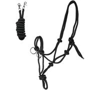 Knotted Halter with Reins Black - Full