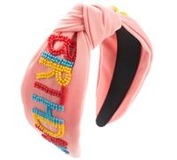 Knotted Headband for Women Bead Studded Letter Hairhoop Spring Wide Hairhoop Turban Hairband Girl Face Washing Hairhoop
