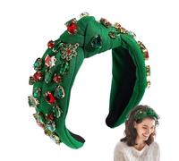 Knotted Headband for Women Christmas,Beaded Rhinestone Headbands Wide Hairband | Exquisite Top Knot Hairband Festive for Dating Parties Photo Prop