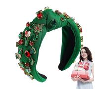 Knotted Headband for Women Christmas,Wide Hairband Christmas Beaded Rhinestone Headbands - Festive Knot Hairband Holiday Christmas Accessories for Dating Photo Prop Stage Show