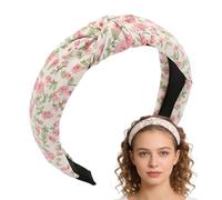 Knotted Headband for Women - Fabric with Floral Pattern, Knotted, Wide, Non-Slip, Women's Headbands, for Yoga, Shower, Makeup, Party, Summer, Spring, Autumn, Leisure, Fitness,