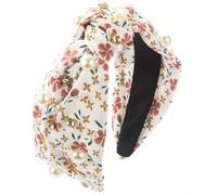 Knotted Headband for Women Rhinestone Pearl Hairhoop High Skull Wide Headband Turban Hairband Girl Face Washing Hairhoop