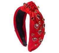 Knotted Headband for Women | Wide Rhinestone Love Heart Headbands - Stylish Headbands for Girls, Makeup Hair Hoop Accessory for Holiday Parties