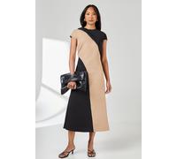 Knotted Neck Detail Colour Block Midi Dress Principles Black 12
