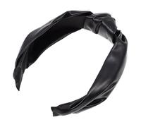 Knotted Pu Leather Headband Black Broadside Hair Decor