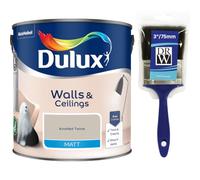 Knotted Twine Walls & Ceilings Matt Emulsion Paint 2.5L + 3" Emulsion Paint Brush - Smooth Creamy Finish, Quick Dry, Low VOC, Easy Application for Walls & Ceilings