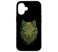 Knotwork Gold Green Ornate Irish Nordic Wolf art Case for iPhone 16