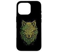 Knotwork Gold Green Ornate Irish Nordic Wolf art Case for iPhone 16 Pro