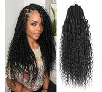 Knovotch Boho Curly Pure Protein Fiber Close to Human Hair Curls 24 Inch Pre Looped Crochet Goddess Bohemian Loc Crochet Hair for Women 24 Inch 1B