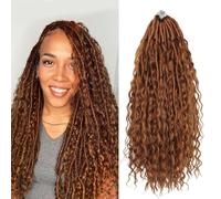 Knovotch Boho Faux Locs With Curly Pure Protein Fiber Close to Human Hair Curls 24 Inch Pre-Looped Crochet Goddess Faux Locs Bohemian Loc Crochet Hair For Women(24Inch 30#)