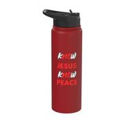 Know Jesus Know Peace Church Christmas Christians Design Stainless Steel Insulated Water Bottle