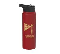 Know Jesus Light of the World Lighthouse Cross Stainless Steel Insulated Water Bottle
