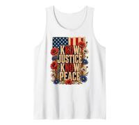 Know Justice Know Peace American Flag Floral Design Tank Top