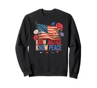 Know Justice Know Peace American Flag Floral Women Sweatshirt