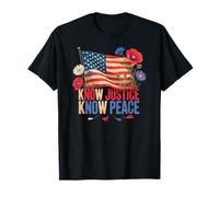 Know Justice Know Peace American Flag Floral Women T-Shirt