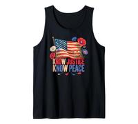 Know Justice Know Peace American Flag Floral Women Tank Top