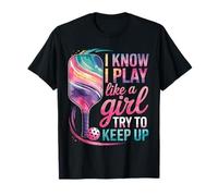 Know play Like Girl Paddleball Player Funny Pickleball T-Shirt