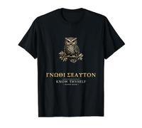 Know Thyself Gnothi Seauton Greek Philosophy Owl Value Graphic T-Shirt, Men, Black, S