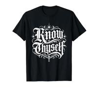 Know Thyself Gothic Tattoo Typography Graphic Value Graphic T-Shirt, Men, Black, S