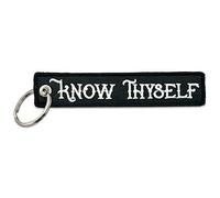 Know Thyself Masonic Embroidered Key Chain - [Black & White]