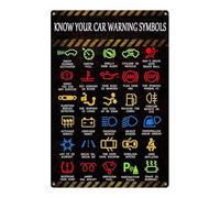 Know Your Car Warning Lights Mechanics Funny Sarcastic Sign Wall Decor Metal Sign Retro Vintage Tin Poster Wall Art Decor 12x8 Inch