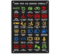 Know Your Car Warning Lights Mechanics Sarcastic Metal Tin Sign Wall Decor Metal Sign Home Bar Garage Farm Decor Birthday Anniversary Housewarming Gift Tin Sign 8x12 Inch