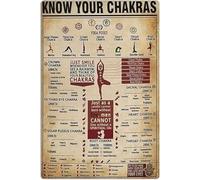 Know Your Chakras Metal Tin Signs Vintage Chakra Knowledge Retro Posters Yoga Studio Teaching Plaques Home Room Club Wall Decor 12x8 Inches