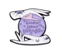 Know Your Strength Enamel Pin - 3x2.7cm Empowering Crystal Ball Lapel Badge | Witchy Feminine Energy Brooch | Motivational Gift for Mystics & Collectors