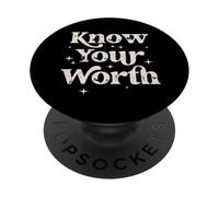 Know Your Worth Inspirational Self Love Quote PopSockets Adhesive PopGrip