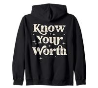 Know Your Worth Inspirational Self Love Quote Zip Hoodie