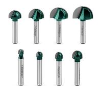 Knoweasy 8-Piece Cove Box Router Bit Set with 1/4 Inch Shank, Solid Carbide Round Nose Bits for Woodworking, Includes 1/4, 5/16, 3/8, 1/2, 5/8, 3/4, 7/8 and 1 Inch Cutting Diameters