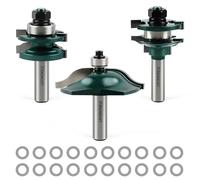 Knoweasy Professional 3-Piece Cabinet Door Router Bit Set with 1/2 Inch Shank, Includes Raised Panel Bits, Ogee Rail and Stile Cutters, Tongue and Groove Router Bits with 1-5/8 Inch Tenon Diameter