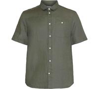 Knowledge Cotton Apparel - Linen Shirt - Regular Linen Short Sleeve Shirt Burned Olive for Men - Size L - Khaki Khaki L