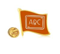 Knowledge Display English Alphabet Blackboard Golden Metal Flag Lapel Pin Badge