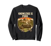 Knowledge Is Pork Funny BBQ Smoker Meat Pun Retro Sweatshirt