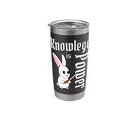 Knowledge is Power Cute Kawaii Cartoon Bunny Rabbit Knife Stainless Steel Insulated Tumbler