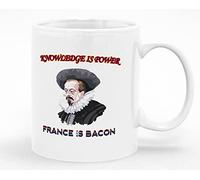 Knowledge is Power, France is Bacon Mug - Philosophical Pun Design, 11oz, Punny Mug