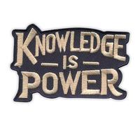 Knowledge is Power - Heat-Activated Adhesive/Iron-on Backing - Embroidered Badge/Patch