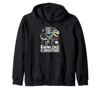 Knowledge Is Prehistoric Raccoon on T-Rex Skeleton Tee Zip Hoodie