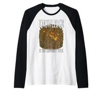 KNOWLEDGE IS THE CLEVEREST TRICK smart Fox reading bookworm Raglan Baseball Tee