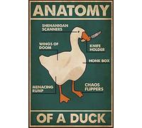 Knowledge Metal Tin Sign Anatomy Of A Duck Retro Poster Restaurant Cafe Living Room Kitchen Bathroom Home Duck Wall Art Decoration Plaque Gift 8x12 inch