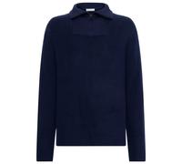 KnowledgeCotton Apparel - 1/2 Neck Zip Merino Wool Rib Knit - Merino jumper size L, blue