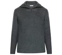 KnowledgeCotton Apparel - 1/2 Neck Zip Merino Wool Rib Knit - Merino jumper size M, grey