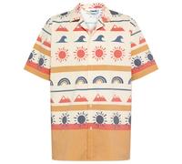 KnowledgeCotton Apparel - Box Fit Short Sleeved AOP Seersucker Shirt - Shirt size XXL, sand